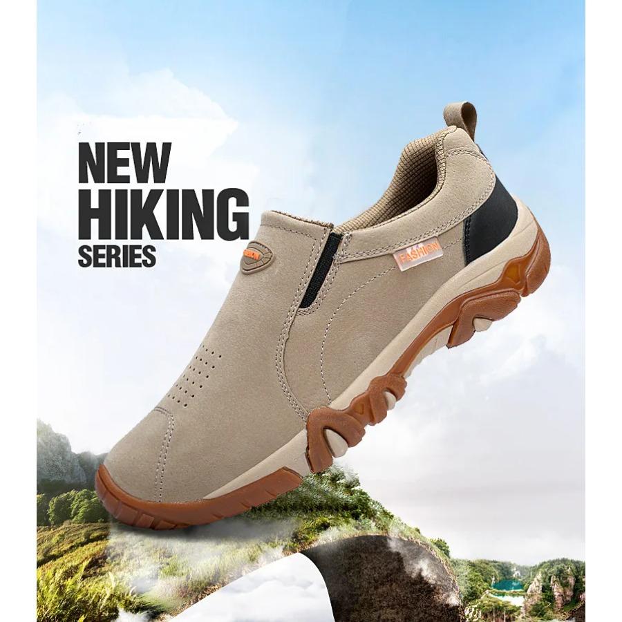 2025 Mens shoes Fashion Leather Mens Casual Sneakers Outdoor Breathable Hiking Shoes Men Non-Slip Trekking Shoes