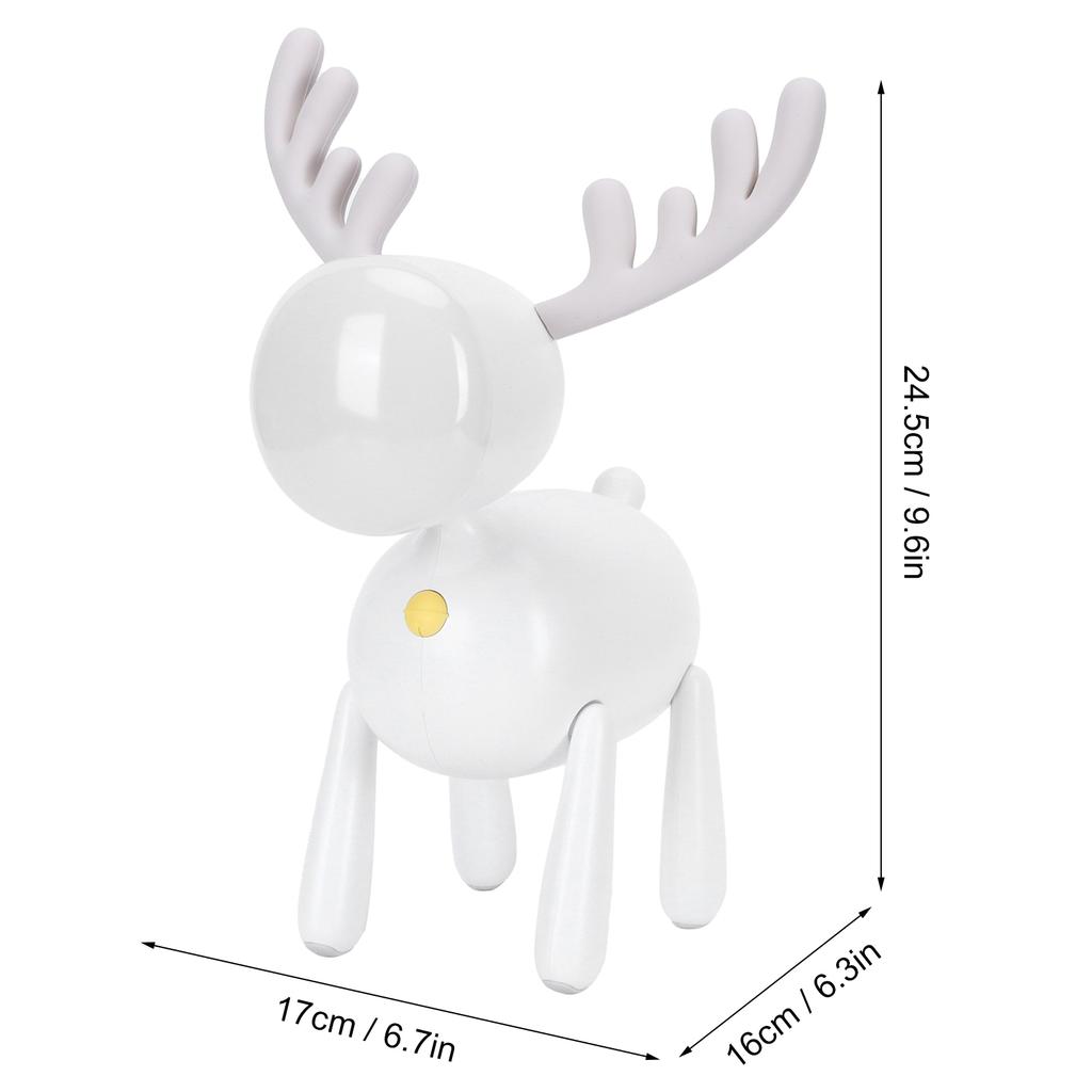 LED Night Light Cartoon Deer Shaped Table Lamp 1200mAh USB Charging Bedroom Decoration(White )