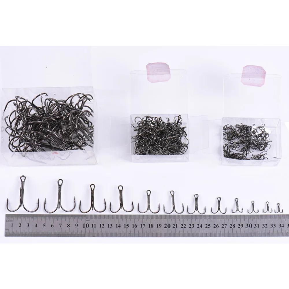 100/50pcs/Box Super Sharp Three Anchor Hook Sea Fishing Treble Barb Carbon Steel Triple Hooks for Jig Carp Fishing Lure Tackle