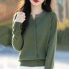 Women's Stylish Woolen Knit Cardigan: Short Long-Sleeve Jacket Sweater for Spring/Autumn 2026.