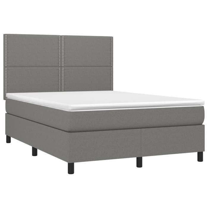 Exclusive House - Slatted Bed Base with Mattress Dark Grey 140x200cm Fabric