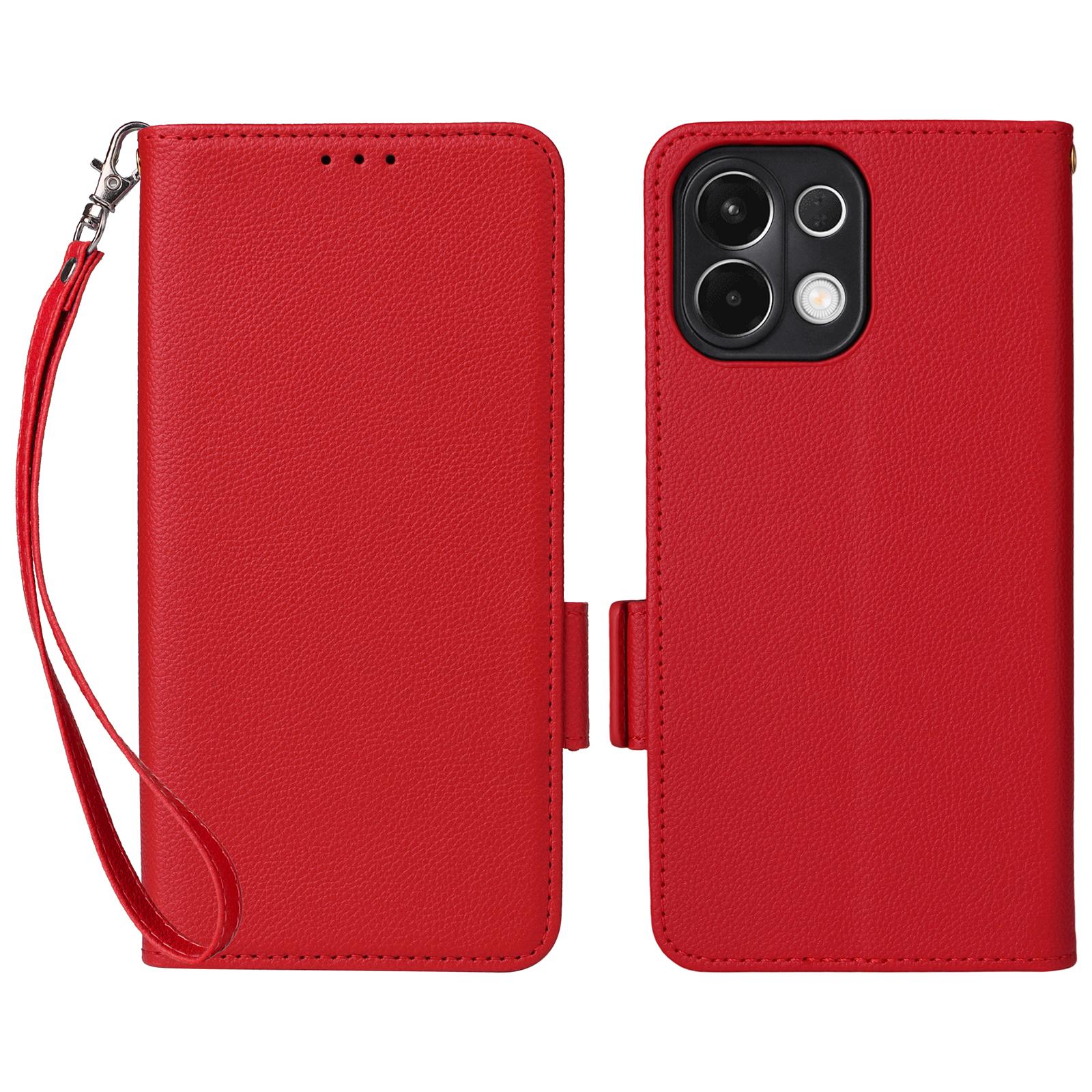 

For Oppo K13 5G/K13x/K12s Case with Wrist Strap Litchi Texture PU Leather Wallet Phone Cover D