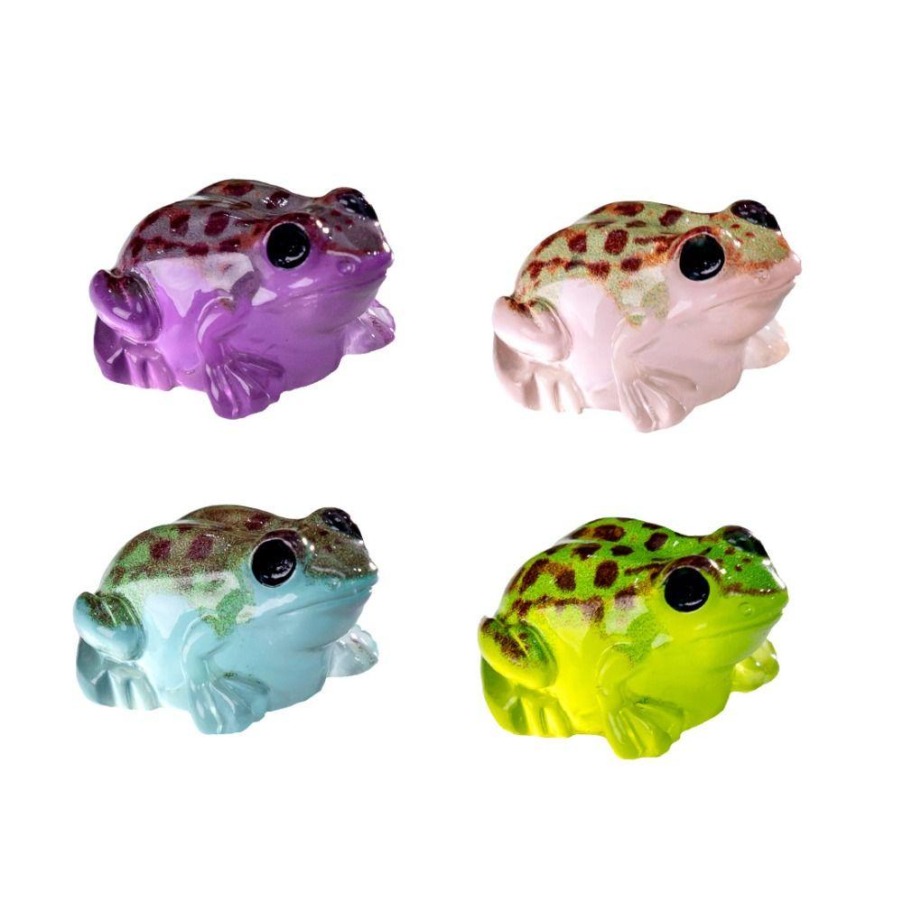10pcs Cute Luminous Frogs Figurines Miniatures Cartoon Small Toad Model  Home Room Desk Decor