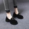 Thick-soled Women's Autumn New Soft Leather Women's Shoes Deep-mouth Single Shoes Suede Muffin High-heeled Work Shoes
