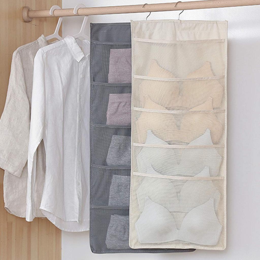 Double Sides Hanging Storage Bag Underwear Socks Bras Foldable Organizer Home Use Wardrobe Hanging Bag