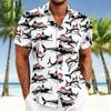 Men's Short Sleeved Shirt Christmas Shark Snowflake Print Men's Short Sleeved Shirt European and American Business Casual Collar
