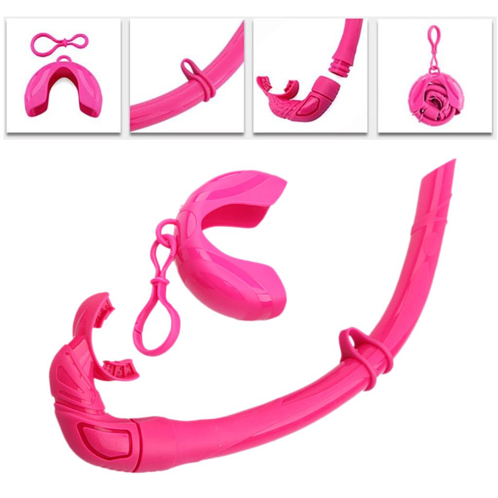 Flexible Roll Up Silicone Snorkel Swimming Swim Snorkel with Hanging Buckle Freediving Snorkel Diving Accessories