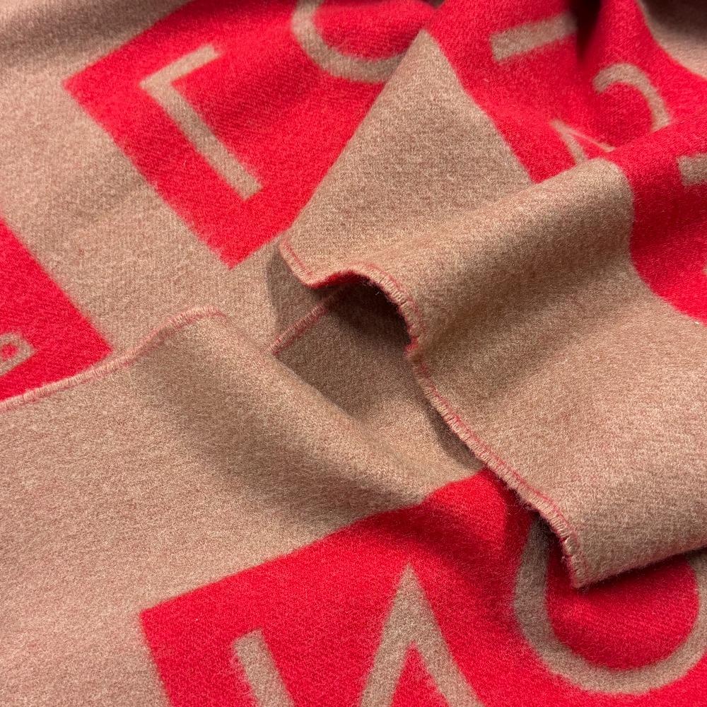 LOUIS VUITTON M71295 LV logo Monogram pattern cashmere Echarpe Baroda Scarf Red cashmere Women Used