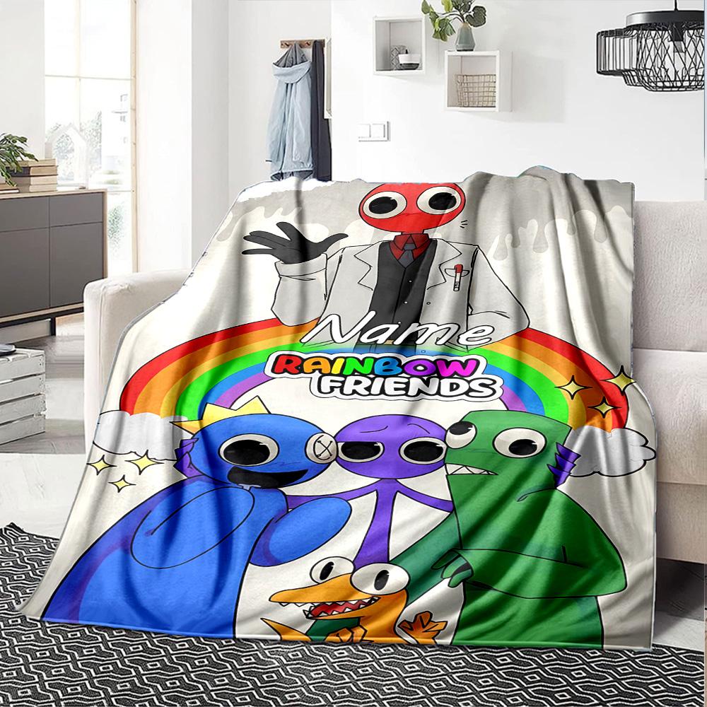 Customiz Name Personality Rainbow Friends Blanket Soft &Warm Sofa Office Bed Travel Lunch Break Blanket, Gift Suitable All Seasons