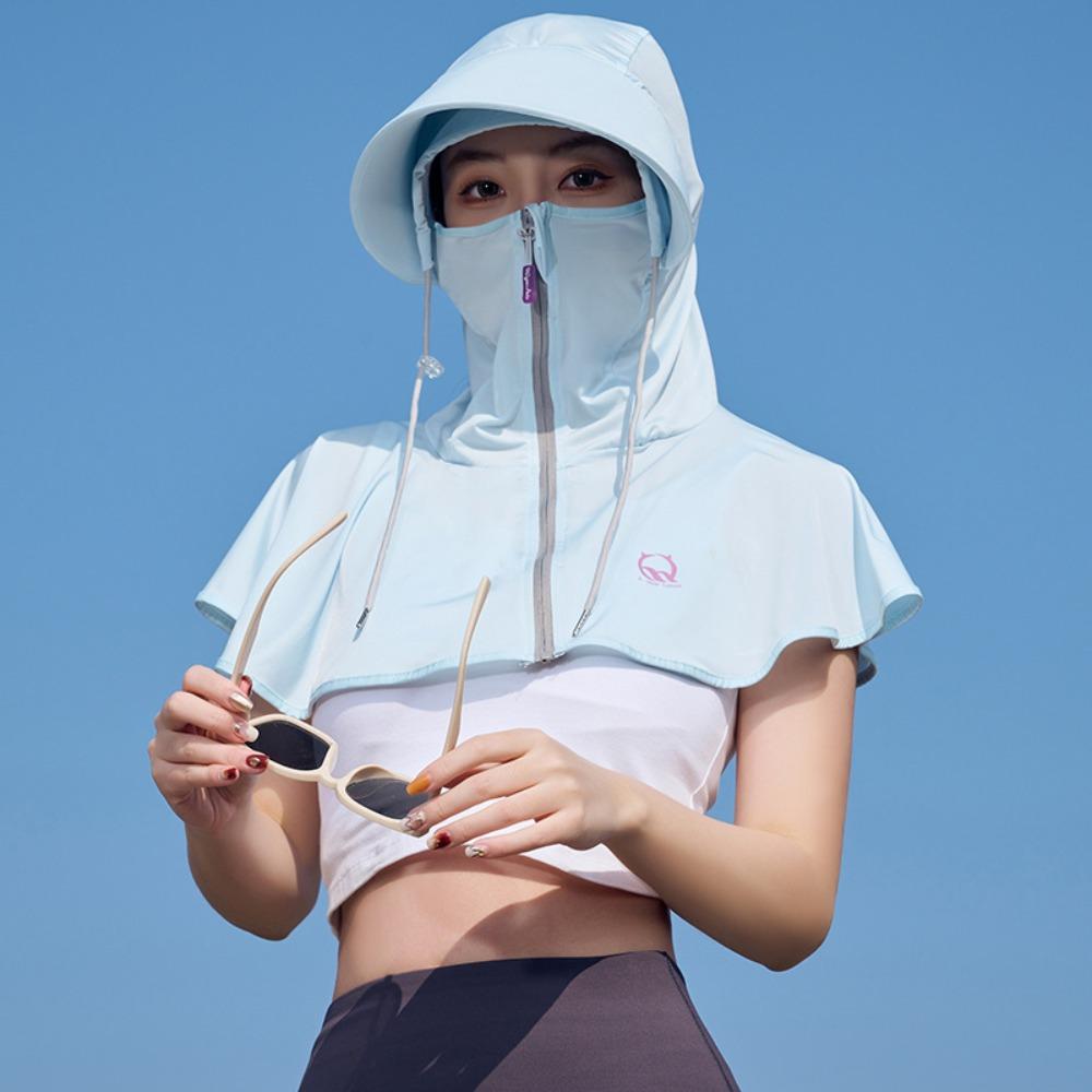 

Breathable Sun Protection Clothing Hooded Mask Anti-Uv Protective Shawl Hat For Women