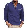 Men's Solid Color Button Lapel Long Sleeve Top Men's Casual Fashion Long Sleeve Top