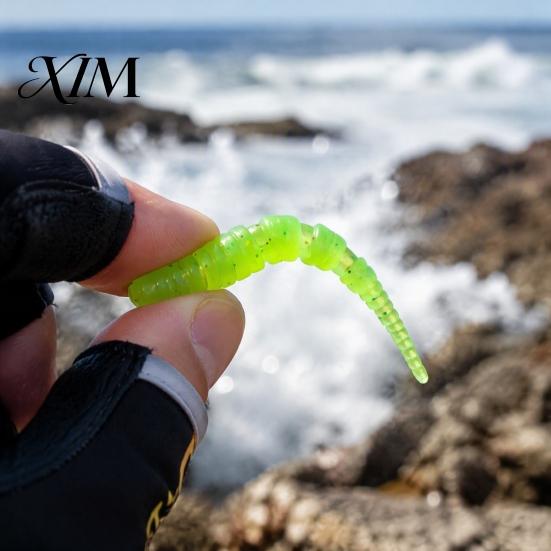 Bass Fishing Lures 50Pcs Bionic Worm Soft Bait, 40MM/0.37g 50MM/0.45g Artificial Lure with Needle Lightweight Baits Tail, Swim for Freshwater