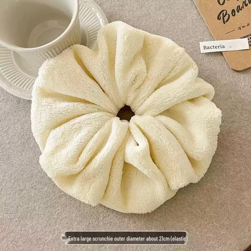 Super Absorbent XL Plush Hair Towel Scrunchie - Gentle, Damage-Free, Dual-Use for Hair & Face Washing