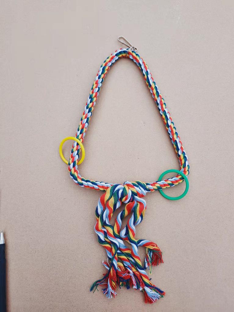 Bird Triangle Rope Swing Colorful Perch Chewing Toy for Parrots Budgie Parakeet Cockatiel Cockatoo