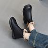 Real soft leather snow boots women's new autumn and winter velvet warm lamb flat short boots thickened cotton boots retro women's boots