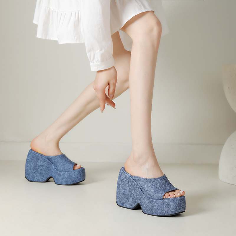 Krazing Pot Polyurethane Summer Size 43 Women Platform Super High Heels Women Peep Toe Waterproof Sandals