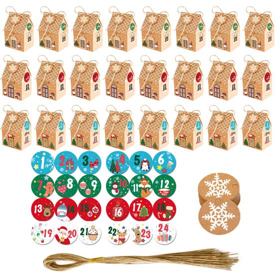 24 Pcs Christmas Gingerbread House Gift Box Paper House Treat Boxes for Holiday Party Favors Cookie Candy Gifts Packaging