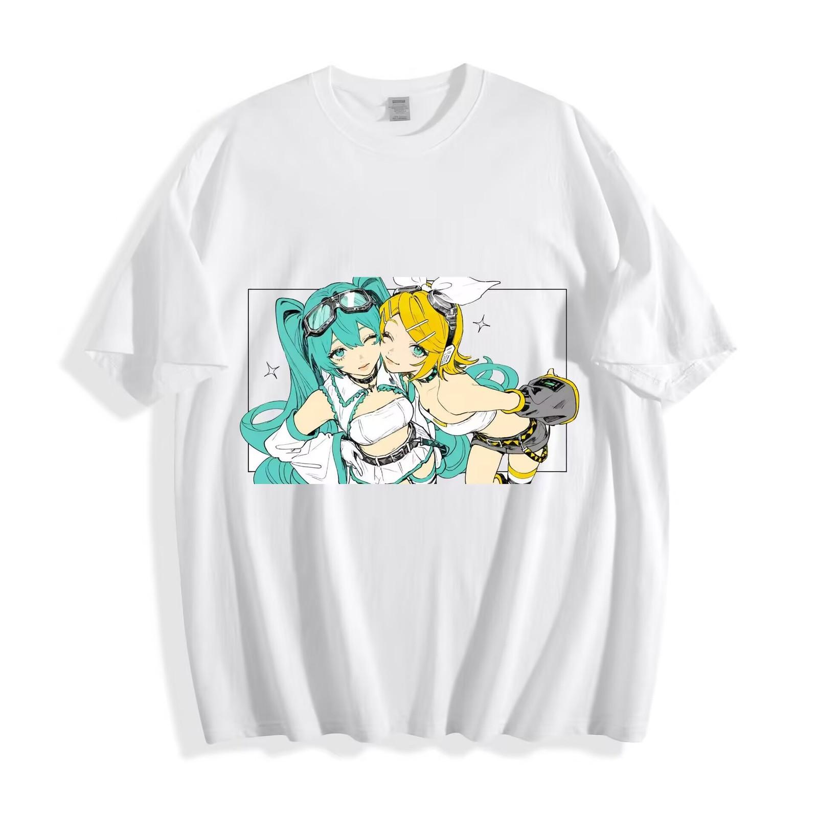 Hatsune Miku & Kagamine Rin Cyberpunk Duo Anime T-Shirt - Unisex Tee M