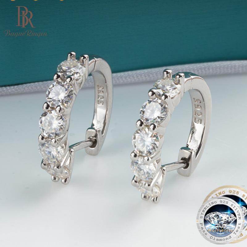Bague Ringen Brincos de Prata S925 Moissanite 3mm Brincos de Corte Redondo Moda Brincos Simples Para Mulheres
