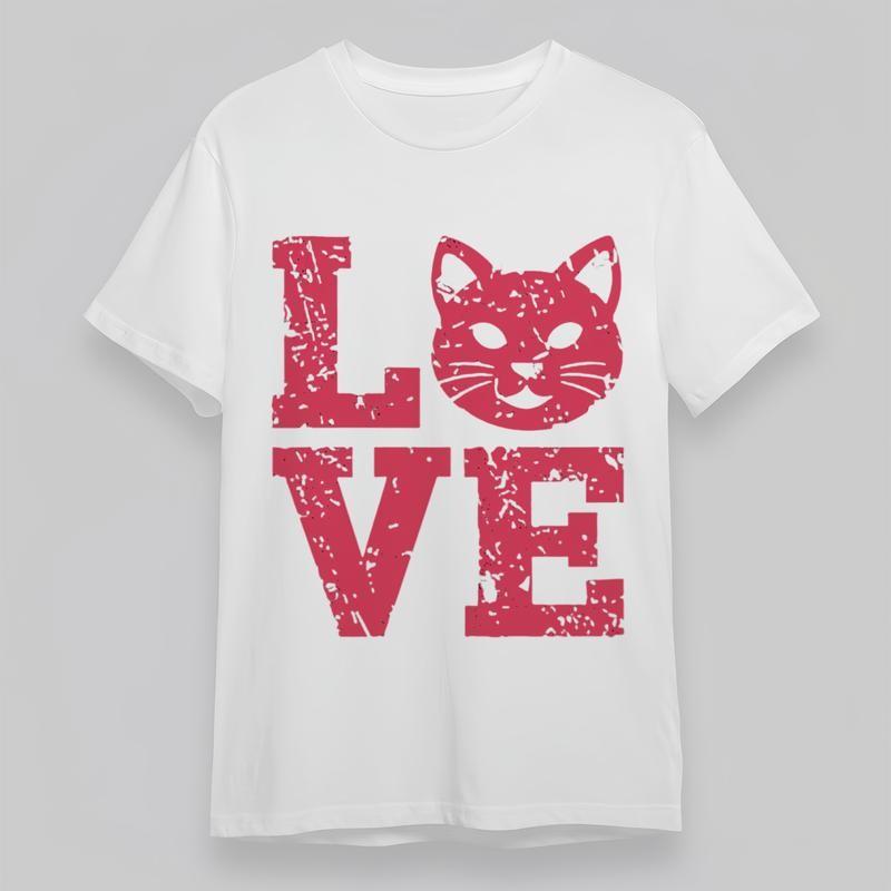 

Women s Plus Size Trend Retro Classic T-Shirt LOVE Cat Graphic 100% Cotton Tee L
