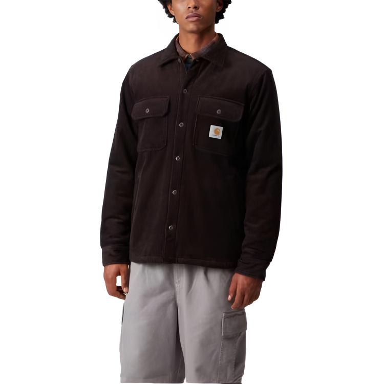 Carhartt WIP Solid Color Ribbed Collar Single-Breasted Loose Long Sleeve Jacket Men jackets I028827-33H-XX