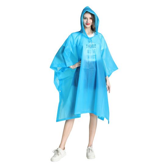 Transparenter EVA-Regenmantel mit Kapuze für Erwachsene, Unisex, mittellanger Poncho mit Druckknöpfen, wasserdicht, winddicht, Wanderregenmäntel für Männer und Frauen