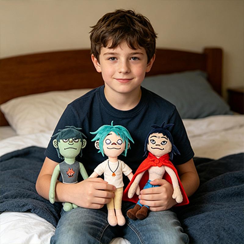 New Gorillaz Noodle Plush Kawaii Virtual Band Street Fighter Stuffed Doll Cute Red Cloak Boy For Fans Enthusiast Children's Gift