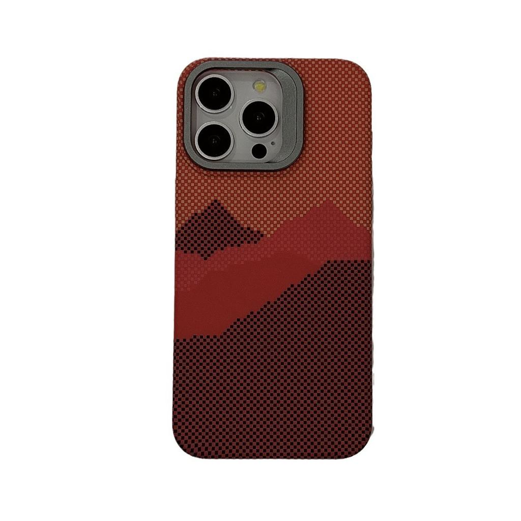 Metal Lens Bracket Carbon Fiber Pattern Mountain Galaxy Suitable for IPhone 15 Magnetic Phone Case Apple 14 PC Case