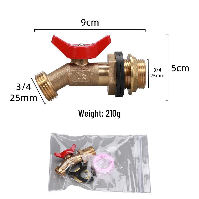 Cross-Border Brass Ball Valve with Bulkhead Fitting & G Thread Rain Barrel Faucet Set