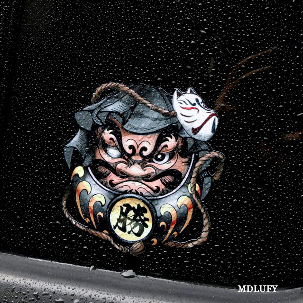 MDLUFY Car Sticker Daruma 3D Sticker Prayer Daruma Scott Sticker Bike Sticker Car Door Decoration Decal Car Window (Green-5.6"*5.9")