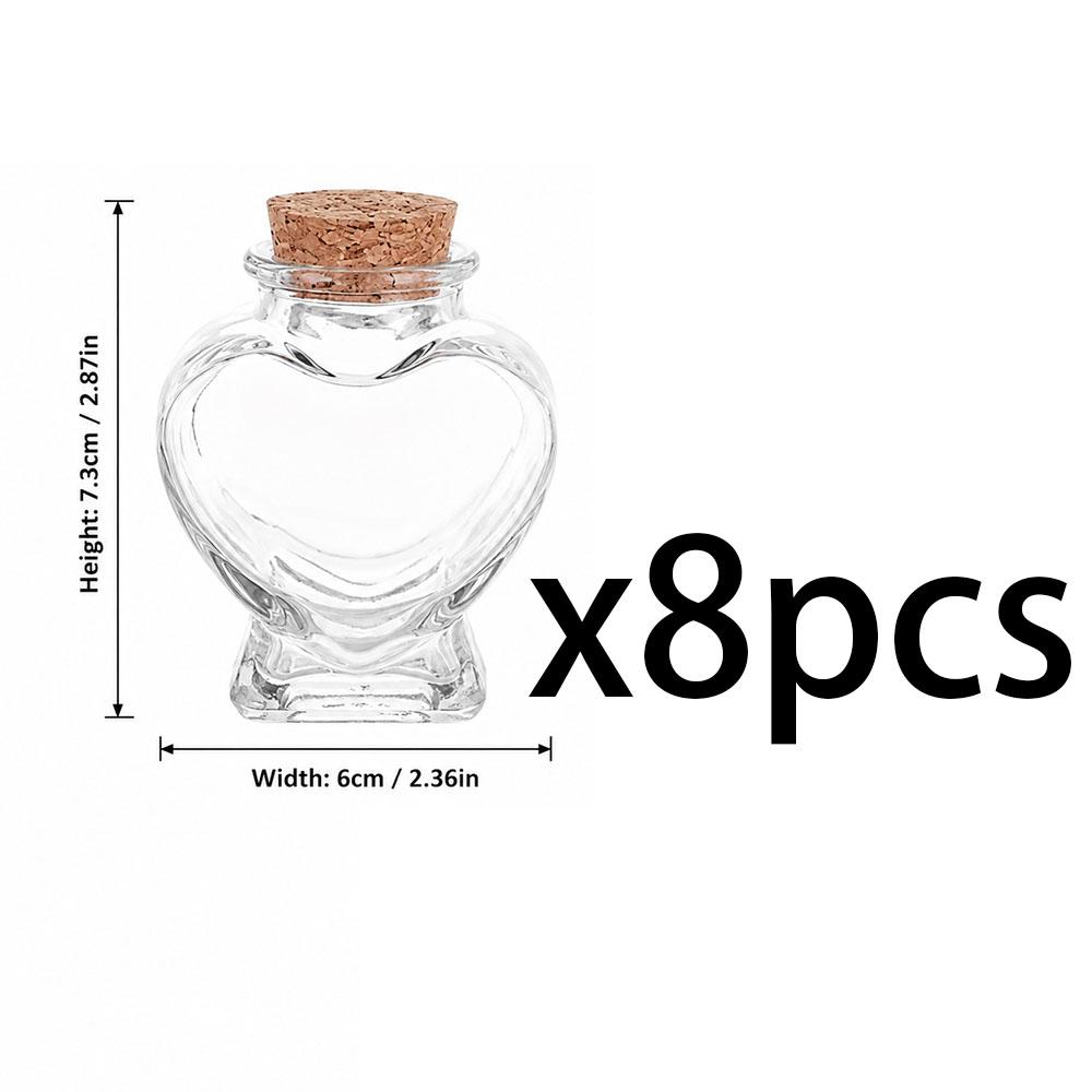 60ml Heart Shaped Candy Glass Jars Wedding Favor Jars Wish Drifting Bottle for Candy Spices Christmas Valentine's Day