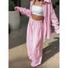 Spring New Women Vertical Stripe Shirt + Drawstring Pants Two Piece Set, Casual Striped Outfit Suits For Women