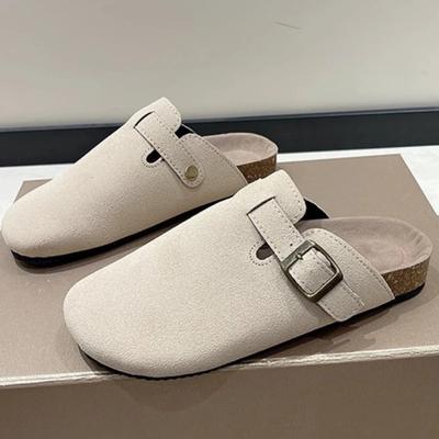 Mode 2024 Neu Herbst Winter Größe 45 Pantoletten Moderne Sandalen Schnallenschuhe Riemen Prägnant Retro Außen Flach mit Damen Hausschuhen Zapatos