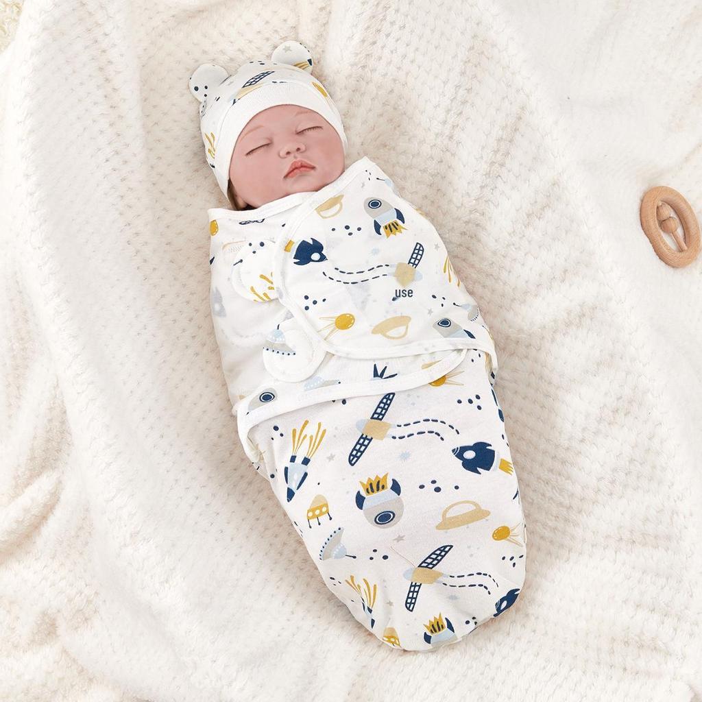 Pure Cotton Newborn Anti-Startle Swaddle & Blanket Set - Spring/Summer Baby Wrap