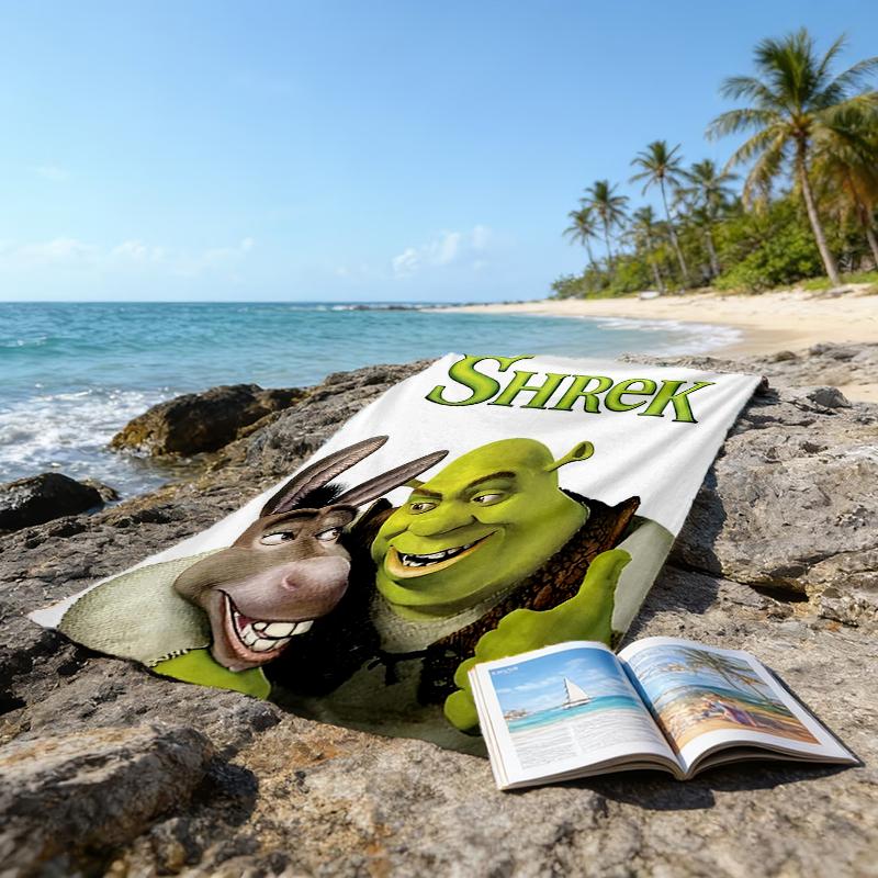 Asciugamano da Spiaggia Ultra Morbido a Tema Shrek, Ideale per Piscina - Campeggio, Immersioni - Essenziale da Viaggio Perfetto, Asciugamano da Spiaggia Vivace.