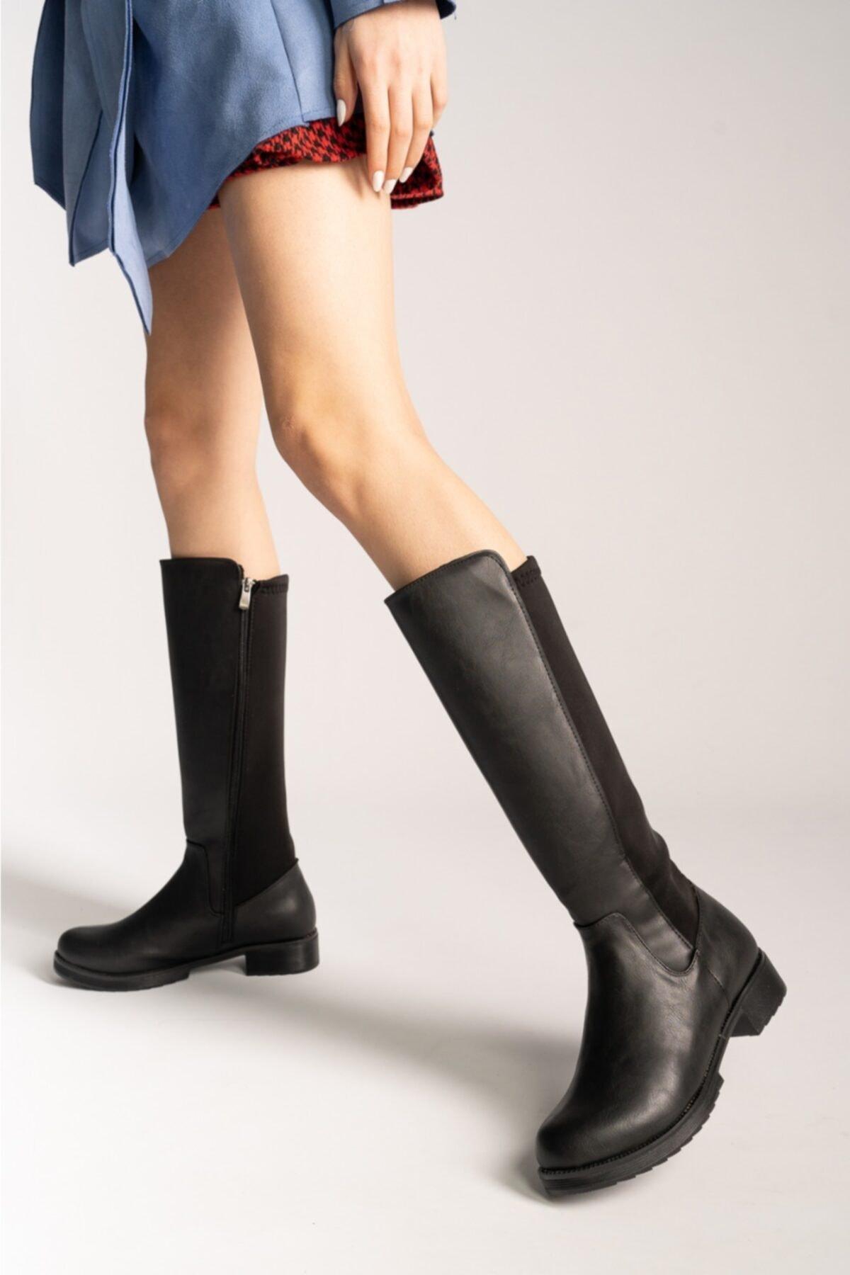 

Женские модные черные сапоги до колена из ткани для дайвинга