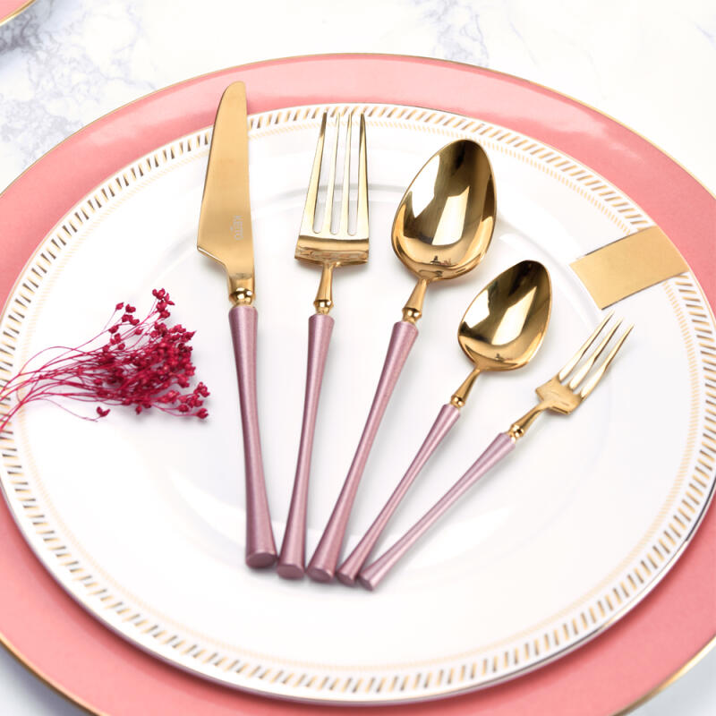 Rutilance Cutlery Dinner 4-Piece Set (Black & Rose Gold) Rose Gold (F)