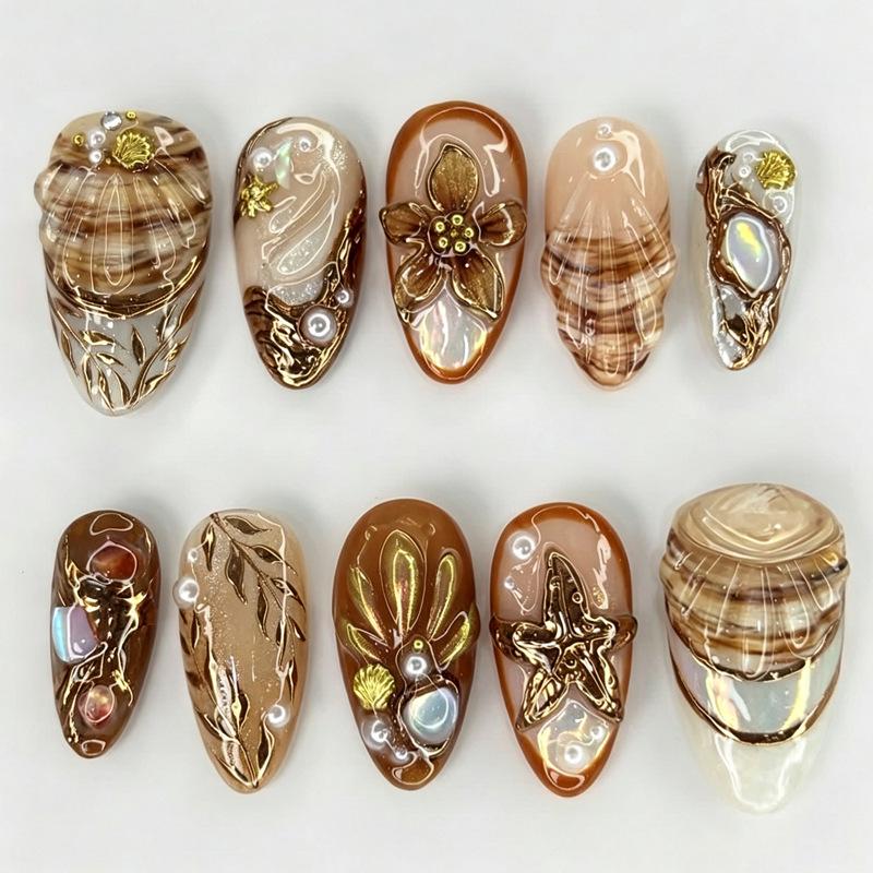 Summer European American 3D Strawberry Cherry Almond Nail Art Gel Tips