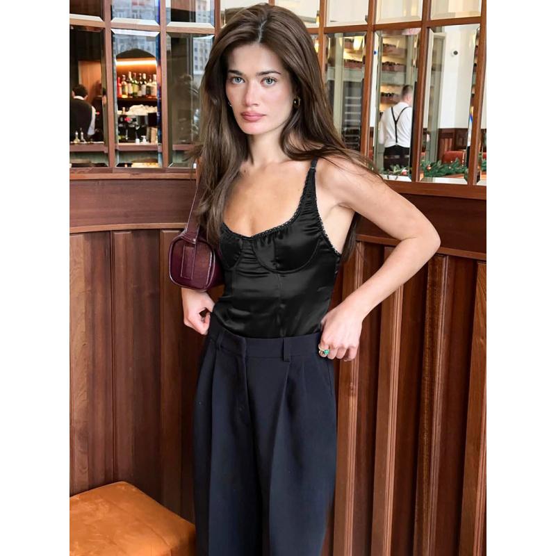 Spring And Summer New Stylish Top For Women, Basic Solid Color Slim-Fit Camisole Girls Sling Tops