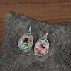 Vintage Silver Color Metal Geometry Inlaid with Imitation Abalone Shell Multicolour Stones Dangle Earrings for Women