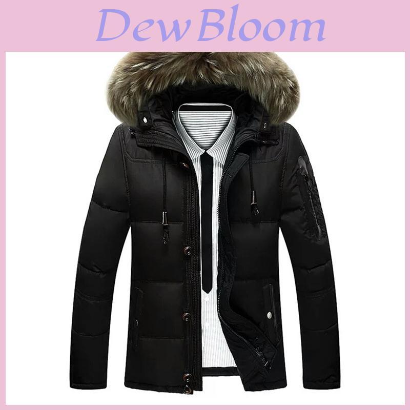 Premium Quality Winter Men's Thick Down Jacket With Cozy Faux Fur Collar And Hood