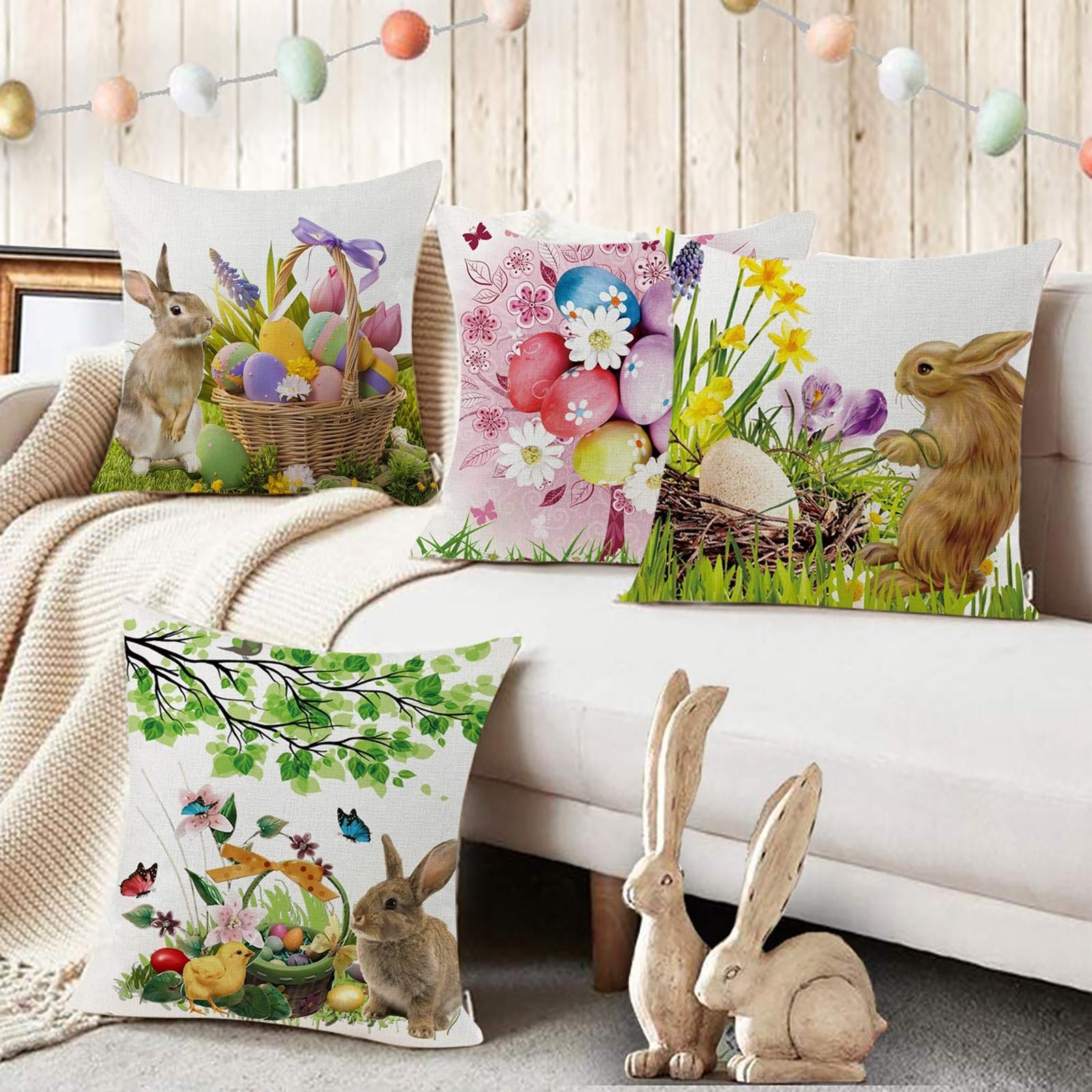 

Easter Print Cases Linen Sofa Cushion Cover Home Decor