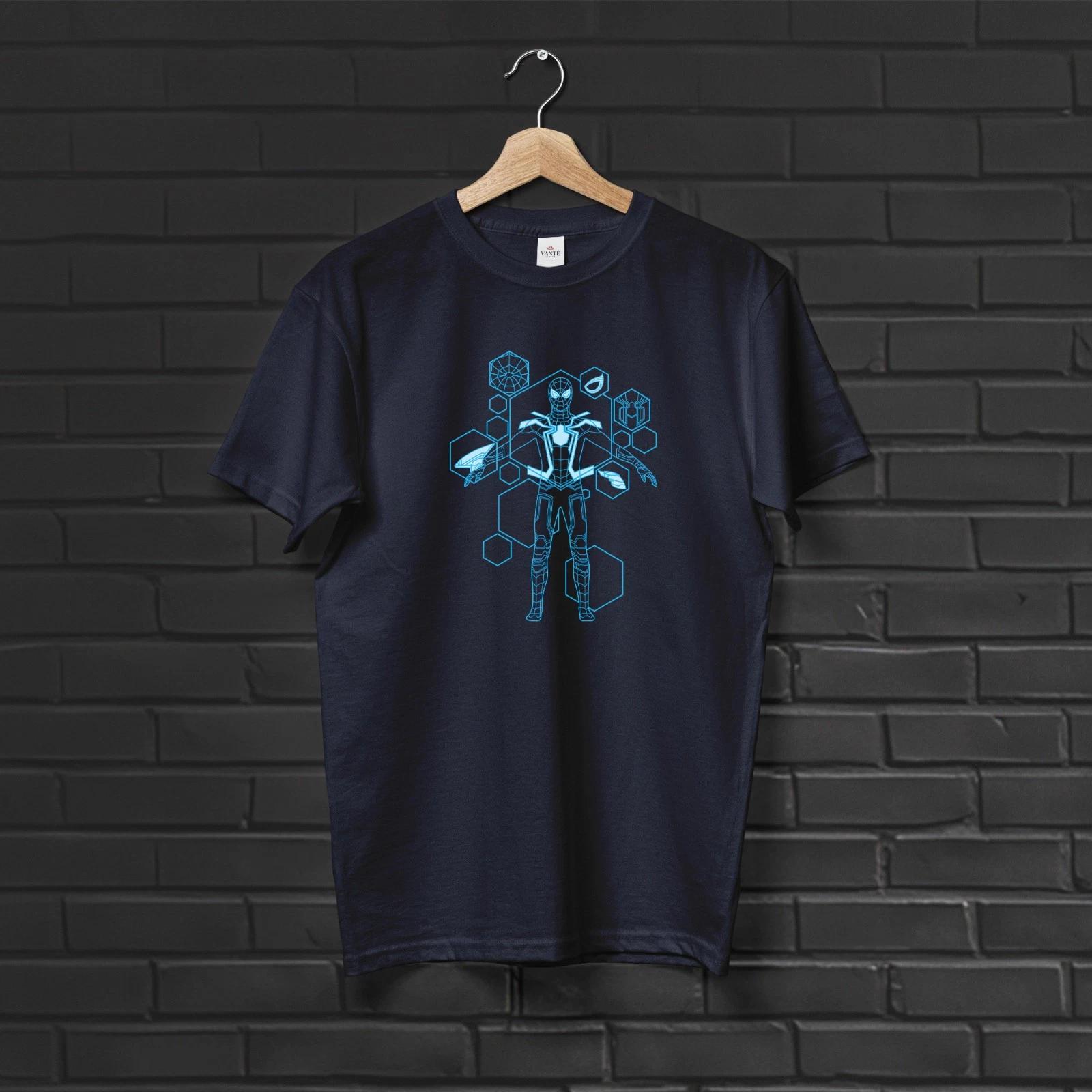 Spiderman Peter Parker Stark Tech Armor Blueprint Unisex Casual T-Shirt 4XL