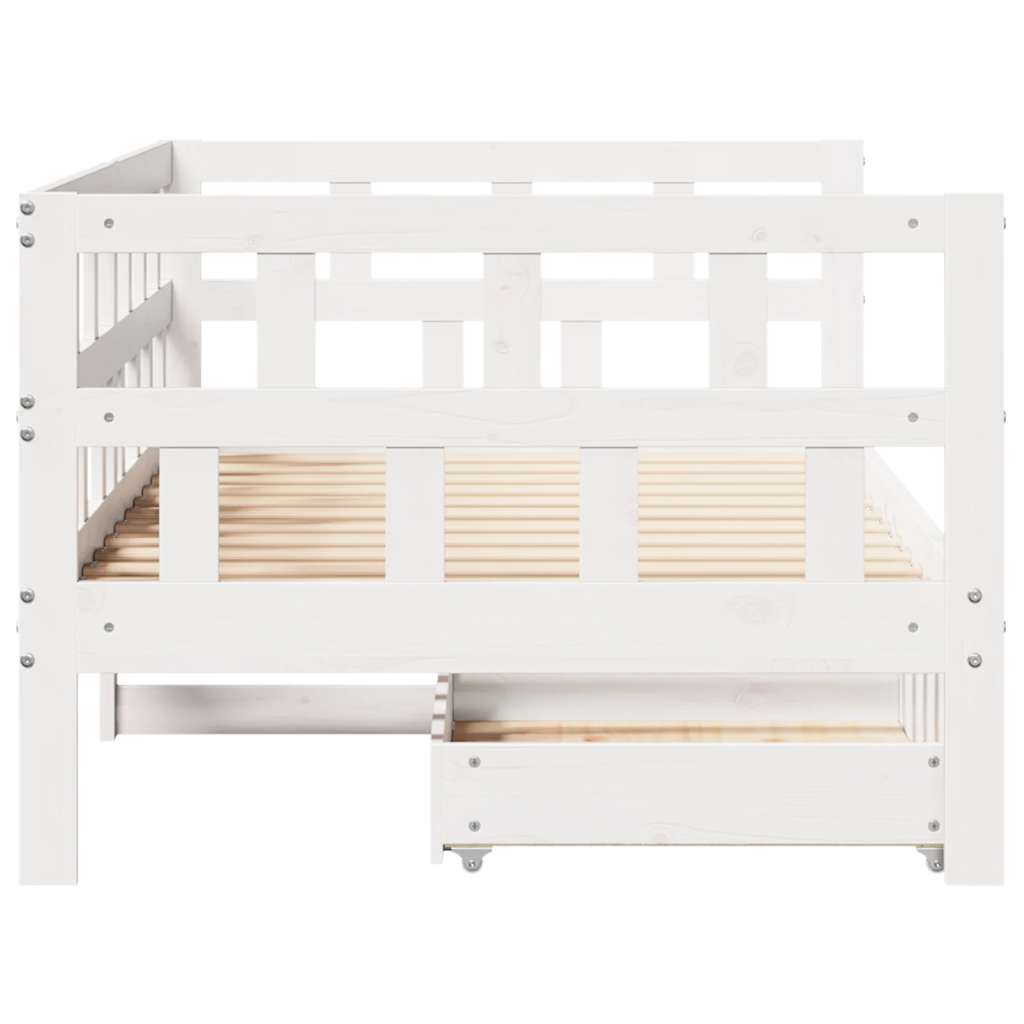 Daybed with Drawers White 80x200 Cm Pine Wood