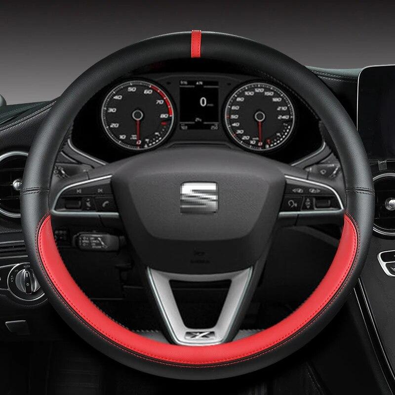 For Seat Leon Cupra R Leon ST Cupra Leon ST Cupra Ateca Cupra Ateca FR Car Steering Wheel Cover PU Leather Auto Accessories