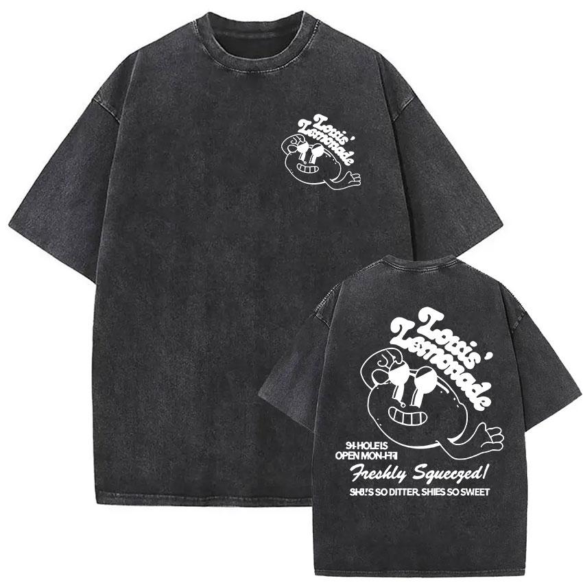 Louis Tomlinson Lemonade Tour Retro Washed T Shirt Men Women Fashion Summer Cotton Short Sleeve Tshirt Harajuku Tops