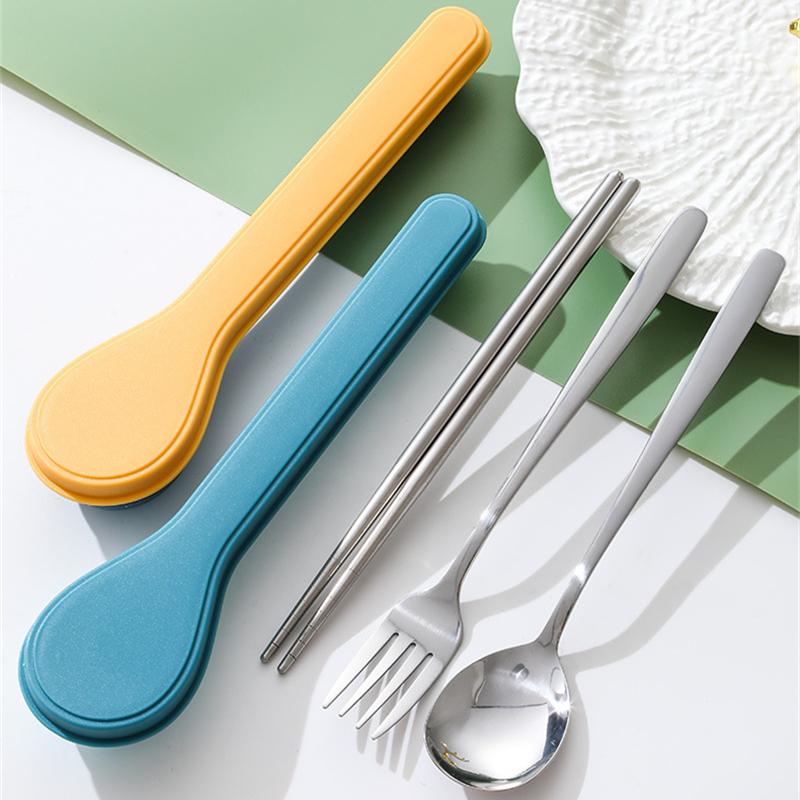 410 Stainless Steel Cutlery Set with Storage Case Korean Style Portable Tableware Set Home School Kitchen Dinnerware Services