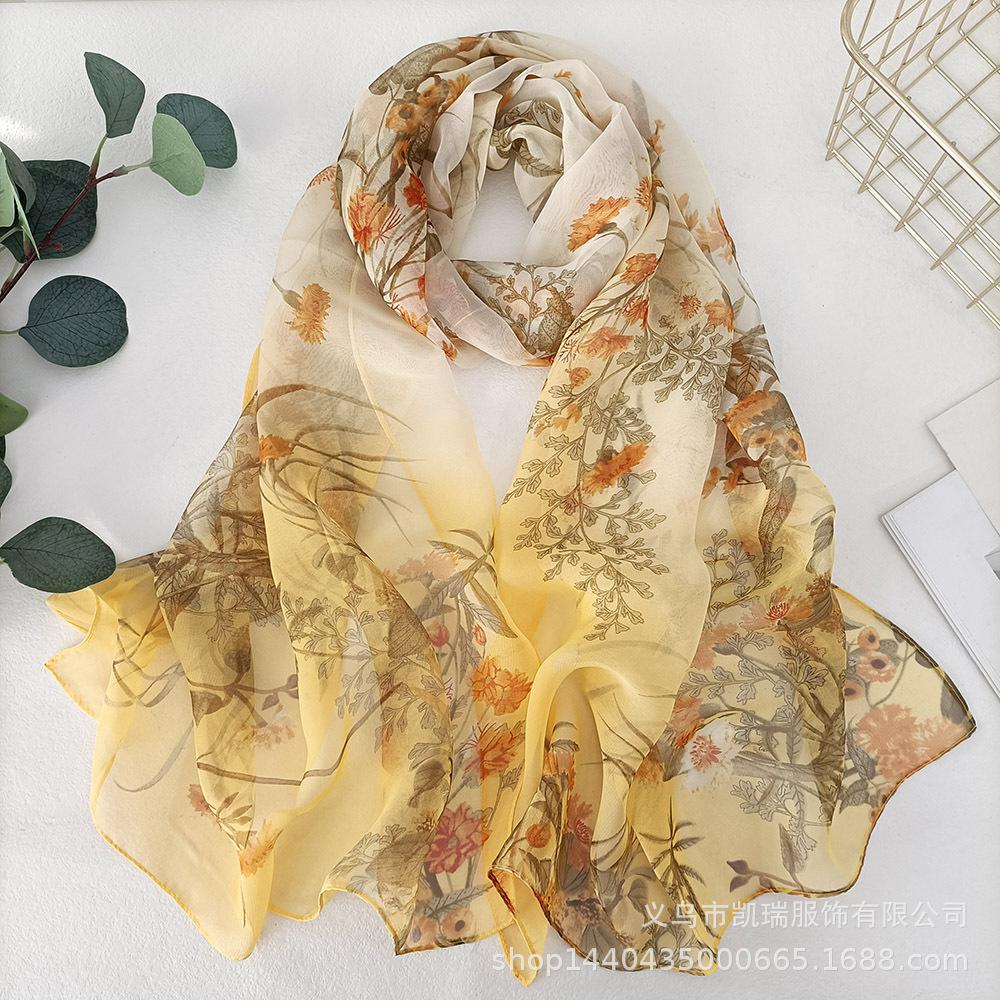 Summer Scarf Scarf for Women Pastoral Decoration Thin Georgette Fragrant Grass Long Spring and Autumn Versatile Sun Protection Shawl