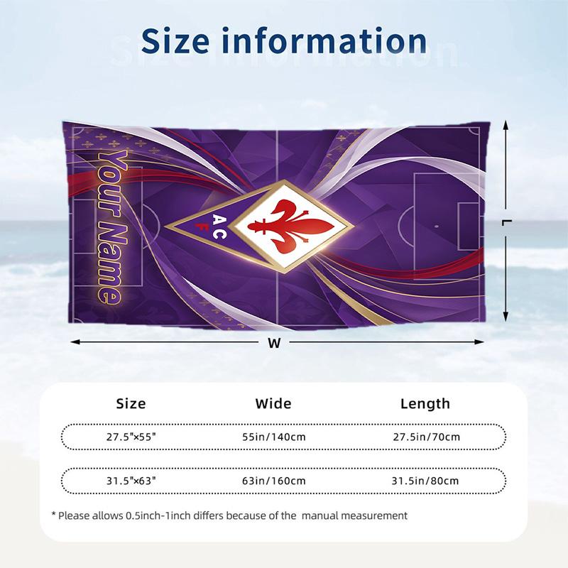 Beach Towel Fiorentina FC Print Custom Name Text Soft Towel for Swimming Pool
