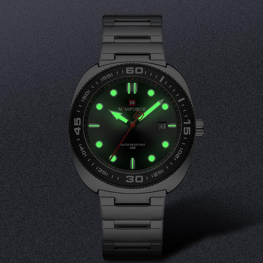NAVIFORCE Men's Watch Quartz Calendar Luminous Pointer Stainless Steel Strap Waterproof Fashion Casual Watch NF9250